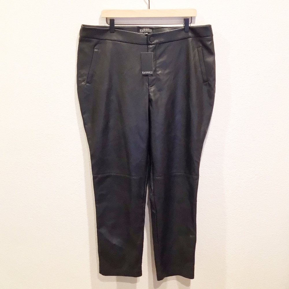 Eloquii Black Faux Leather Pants Sz 16